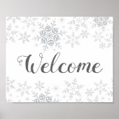Winter Snowflake Silver Baby shower Welkomstteken Poster (Voorkant)