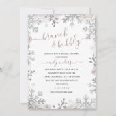 Winter Snowflake Silver Blush Brunch en Bubble Kaart (Voorkant)