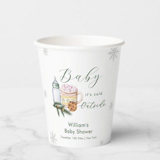 Winter Snowflake S'more Cookie Baby Shower  Papieren Bekers (Voorkant)