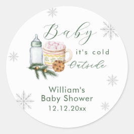 Winter Snowflake S'more Cookie Baby Shower  Ronde Sticker