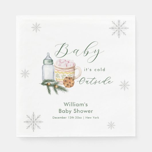 Winter Snowflake S'more Cookie Baby Shower  Servet (Voorkant)