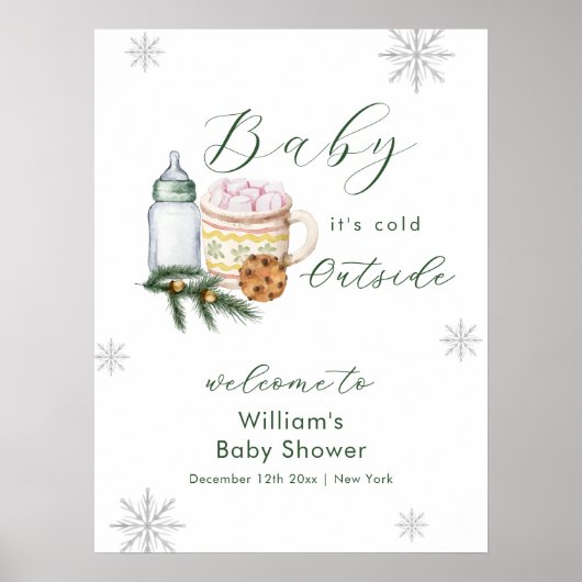 Winter Snowflake S'more Cookie Baby Shower Welcome Poster (Voorkant)
