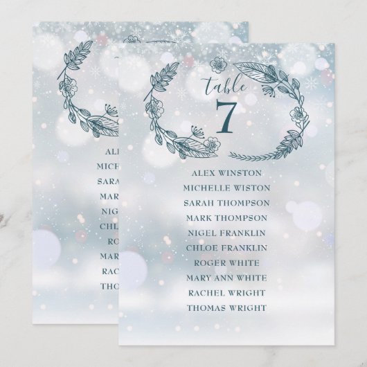 Winter Snowflake Stoelindeling Tafelnummer (Voorkant / Achterkant)