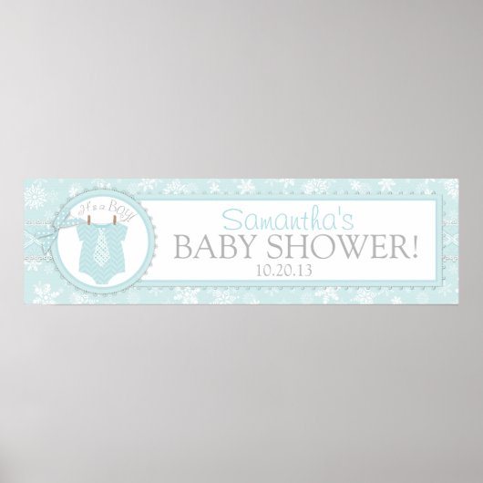 Winter Snowflake Stropdas Jumper Baby shower Banne Poster (Voorkant)