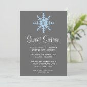 Winter Snowflake Sweet 16 Birthday Party Kaart (Staand voorkant)