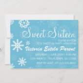 Winter Snowflake Sweet 16 Uitnodiging (Voorkant)