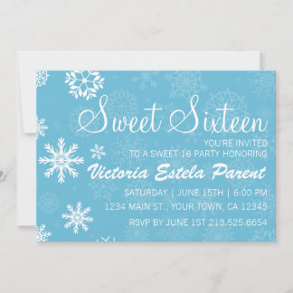 Winter Snowflake Sweet 16 Uitnodiging
