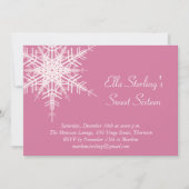 Winter Snowflake Sweet Sixteen Birthday Uitnodigin Kaart (Voorkant)