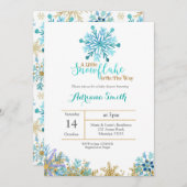 Winter Snowflake Theme Boy Baby shower Kaart (Voorkant / Achterkant)