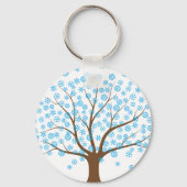 Winter Snowflake Tree Button Sleutelhanger (Voorkant)