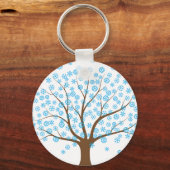 Winter Snowflake Tree Button Sleutelhanger (Voorkant)