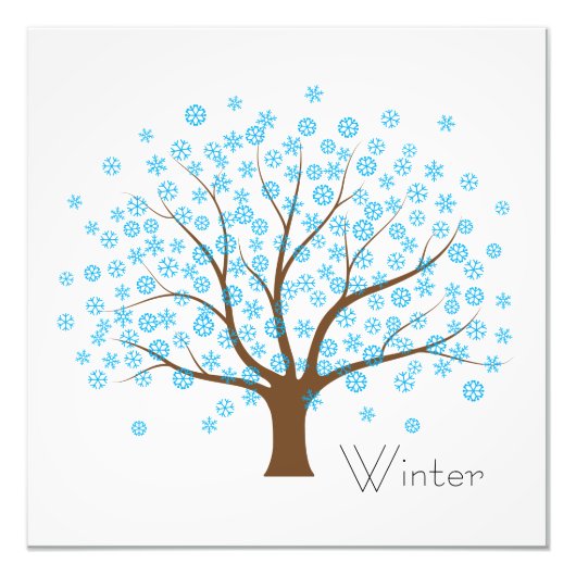 Winter Snowflake Tree Foto Afdruk (Voorkant)