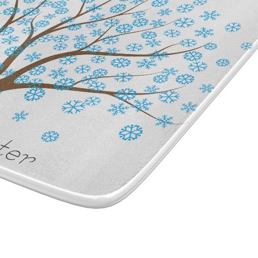 Winter Snowflake Tree Snijplank (Hoek)