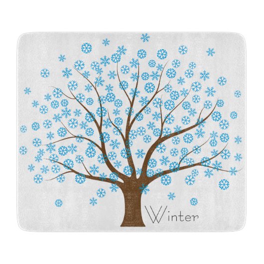 Winter Snowflake Tree Snijplank (Voorkant)