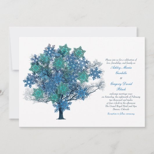 Winter Snowflake Tree Weddenschap Kaart (Voorkant)