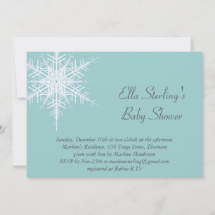 Winter Snowflake Turquoise Baby shower Kaart