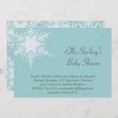 Winter Snowflake Turquoise Baby shower Kaart (Voorkant / Achterkant)
