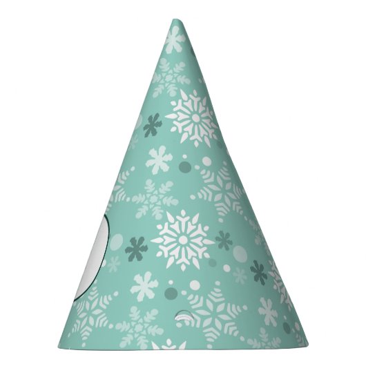 Winter Snowflake Turquoise-Blue 6th Birthday Feesthoedjes (Rechts)