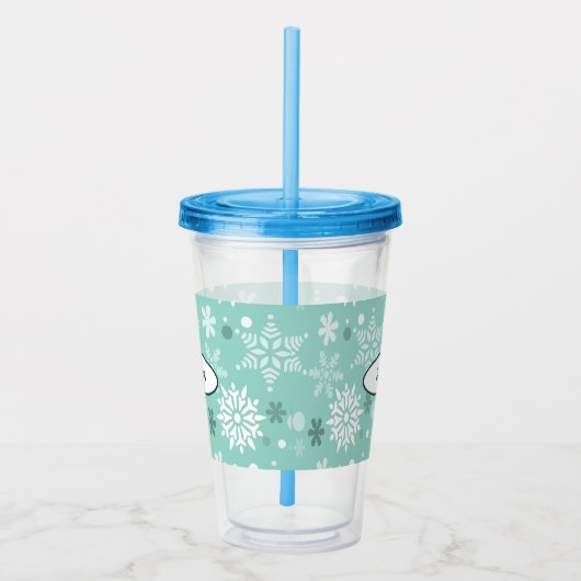 Winter Snowflake Turquoise-Blue Holiday Season Acryl Drinkbeker (Rechts)