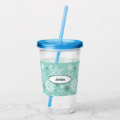 Winter Snowflake Turquoise-Blue Holiday Season Acryl Drinkbeker (Achterkant)
