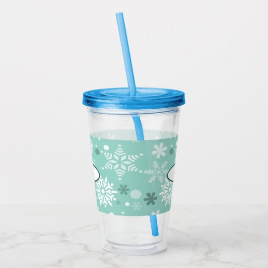 Winter Snowflake Turquoise-Blue Holiday Season Acryl Drinkbeker (Links)