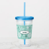 Winter Snowflake Turquoise-Blue Holiday Season Acryl Drinkbeker (Voorkant)