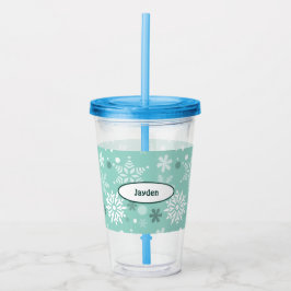 Winter Snowflake Turquoise-Blue Holiday Season Acryl Drinkbeker