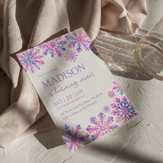 Winter Snowflake verjaardagsuitnodiging Kaart