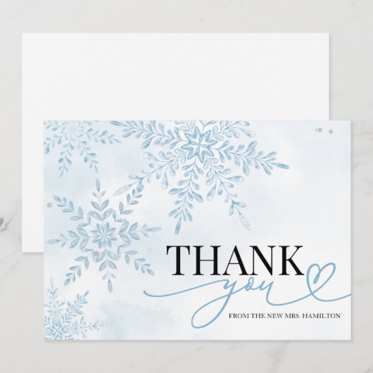 Winter Snowflake Vrijgezellenfeest Dank u kaart (Voorkant / Achterkant)