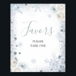 Winter Snowflake Vrijgezellenfeest Favors Poster<br><div class="desc">Winter Snowflake Vrijgezellenfeest Favors Sign</div>