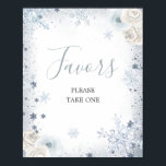 Winter Snowflake Vrijgezellenfeest Favors Poster<br><div class="desc">Winter Snowflake Vrijgezellenfeest Favors Sign</div>