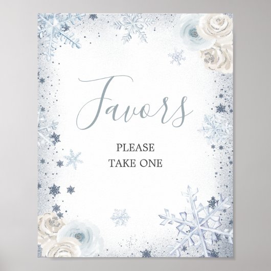 Winter Snowflake Vrijgezellenfeest Favors Poster (Voorkant)