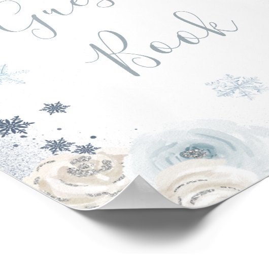 Winter Snowflake Vrijgezellenfeest gastenboek Poster (Hoek)