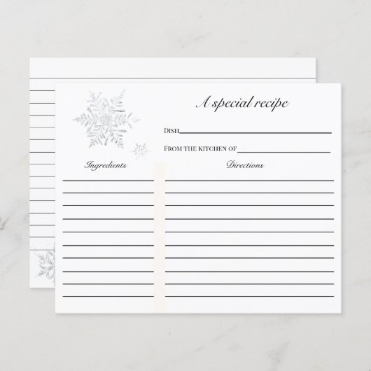 Winter Snowflake Vrijgezellenfeest Recipcard (Voorkant / Achterkant)