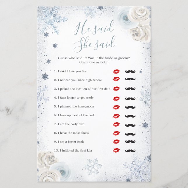 Winter Snowflake Vrijgezellenfeest zei hij (Voorkant)