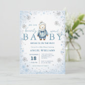  Winter Snowflake We Can Bearly Wait Baby Shower Kaart (Staand voorkant)