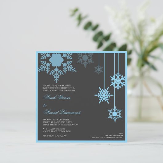 Winter Snowflake Weddenschap - blauw Kaart (Staand voorkant)