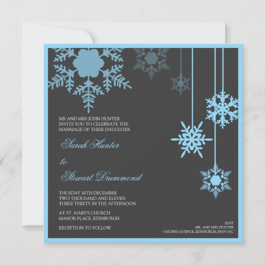 Winter Snowflake Weddenschap - blauw Kaart (Voorkant)