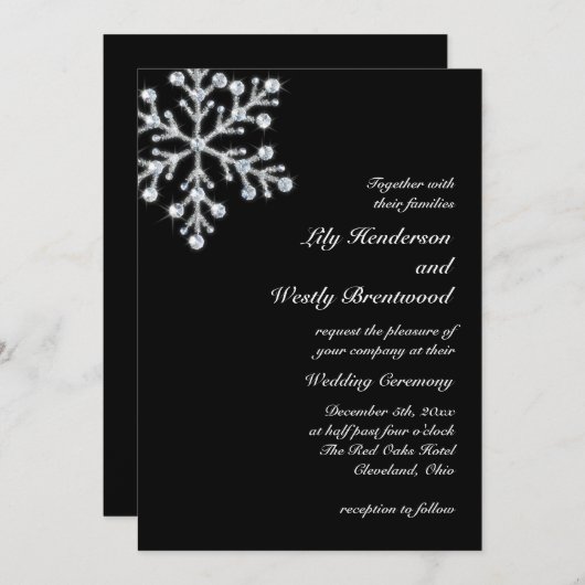 Winter Snowflake Weddenschap Kaart (Voorkant / Achterkant)