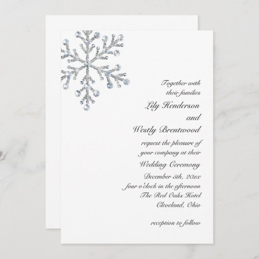 Winter Snowflake Weddenschap Kaart (Voorkant / Achterkant)