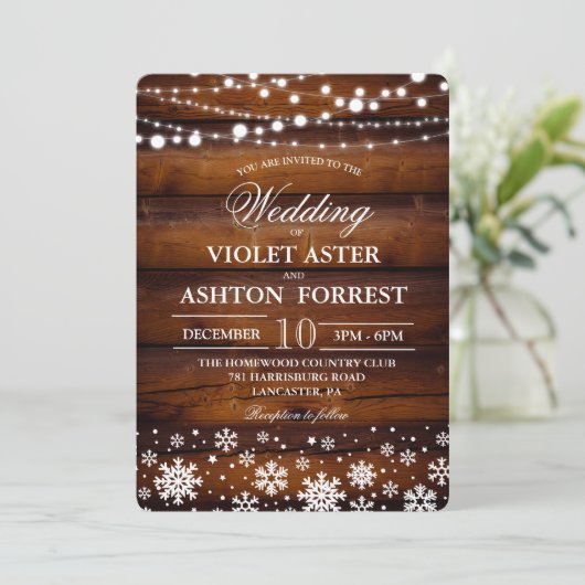 Winter Snowflake Weddenschap Kaart (Staand voorkant)