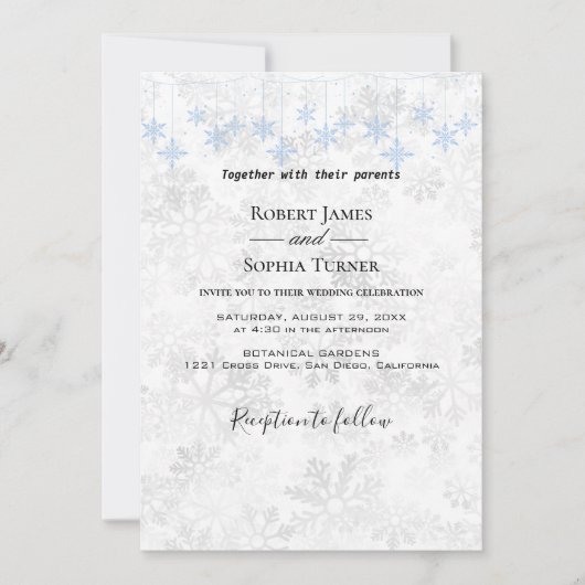 Winter Snowflake Weddenschap Kaart (Voorkant)