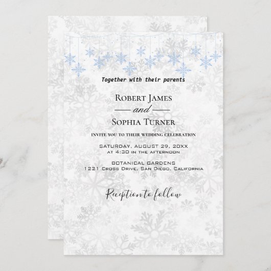 Winter Snowflake Weddenschap Kaart (Voorkant / Achterkant)