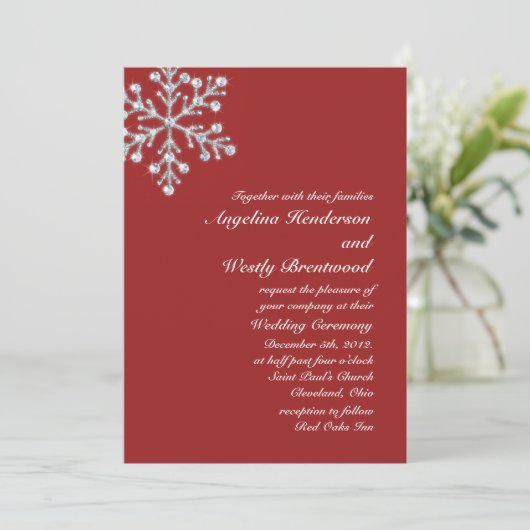 Winter Snowflake Weddenschap Kaart (Staand voorkant)