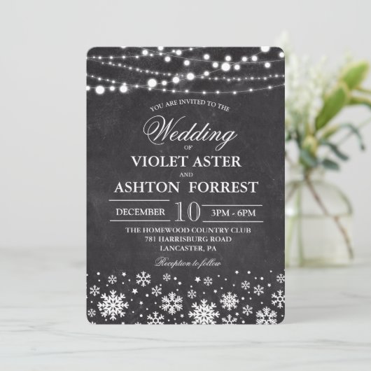 Winter Snowflake Weddenschap Kaart (Staand voorkant)