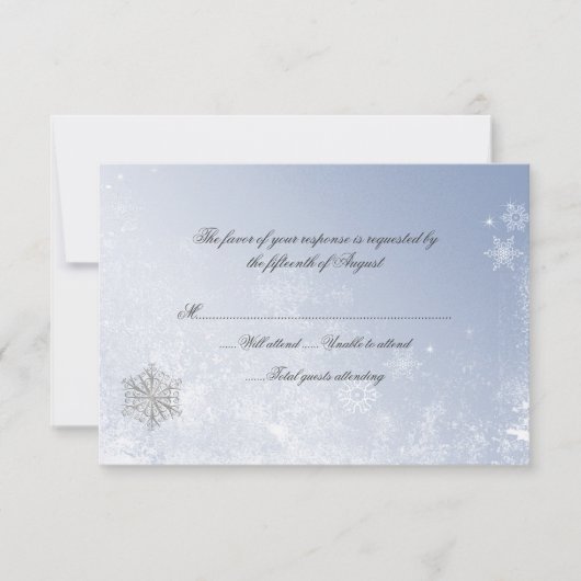 Winter Snowflake Weddenschapskaart RSVP Kaartje (Voorkant)