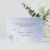 Winter Snowflake Weddenschapskaart RSVP Kaartje (Staand voorkant)