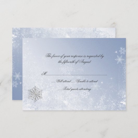 Winter Snowflake Weddenschapskaart RSVP Kaartje (Voorkant / Achterkant)
