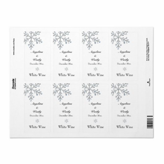 Winter Snowflake Weddenschapslabel Etiket (Full Sheet)