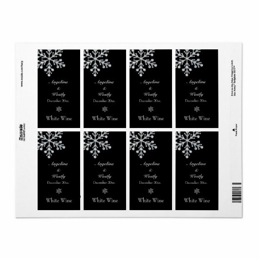 Winter Snowflake Weddenschapslabel Etiket (Full Sheet)
